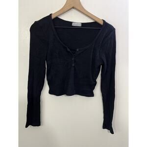 Y2K 90s Crop Henley Baby Tee M Grunge Bella Scandi Whimsigoth Coquette Romantic